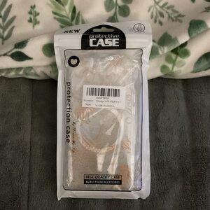 Clear Protective I-Phone 14 Plus Case with Orange Sea Creature Accents